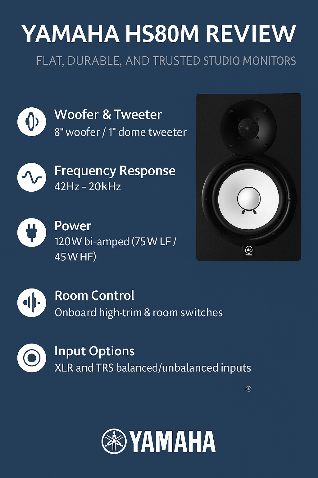 Yamaha HS80M Review: Flat, Durable, and Trusted Studio Monitors